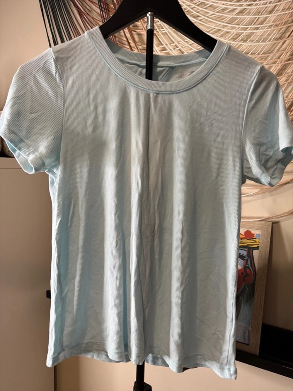 3 for $9 Ave blue ribbed athletic top EUC teardrop back XS 3521